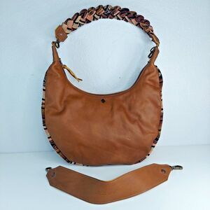 NENA & CO  Hobo Embroidered Tapestry Leather  Bag Plus Extra Leather Strap